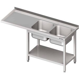 Stół ze zlewem 2-kom.(P) i miejscem na lodówkę lub zmywarkę 1700x700x900 mm Stalgast 981037170