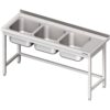 Zdjęcie Stół ze zlewem 3-kom.(L),bez półki 1500x600x850 mm Stalgast 981126150