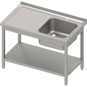Stół ze zlewem 1-kom.(P),z półką 1200x700x850 mm spawany, blat tłoczony Stalgast 983147120S
