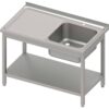 Zdjęcie Stół ze zlewem 1-kom.(P),z półką 1400x700x850 mm skręcany, blat tłoczony Stalgast 983147140