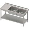 Zdjęcie Stół ze zlewem 2-kom.(P),z półką 1200x700x850 mm spawany, blat tłoczony Stalgast 983167120S