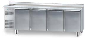Stół chłodniczy 4 drzwiowy ze zlewem 2325x600x850 Dora-Metal DM-S-91004.0.0.0.0