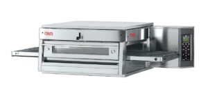 Taśmowy / przelotowy 1 poziomowy piec do pizzy o wydajności 105 pizz x 300-350mm na godzinę, szerokość taśmy 750mm, OEM HV75 LCD/1