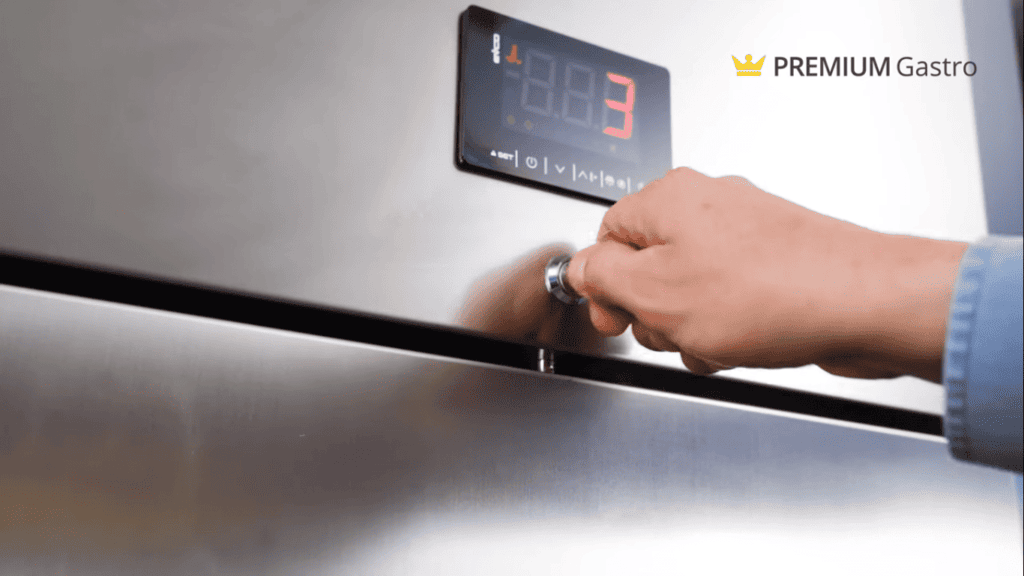 Drzwiczki szafy chłodniczej Dora-Metal Premium zamykane na kluczyk z wyświetlaczem elektronicznym 