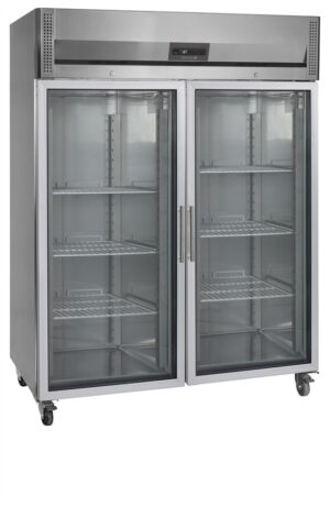 Szafa chłodnicza 2 drzwiowa ze stali nierdzewnej, przeszklona GN2/1, Pojemność 1325 litrów, 1480x850x2010 Tefcold RK1420G