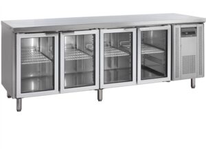 Stół chłodniczy 4 drzwiowy przeszklony GN1/1, 2230x700x880, Pojemność 533 litrów, Tefcold CK7410G