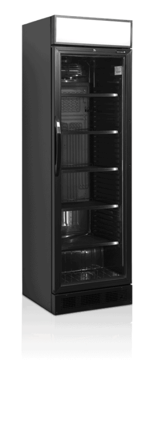 Witryna chłodnicza na napoje, czarna z plafonem, Pojemność 347 litrów, 595x640x1980 Tefcold CEV425CP BLACK