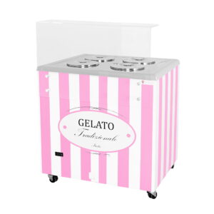 Dystrybutor do lodów | witryna do lodów | konserwator | retro | 4 tub | okrągłe kuwety | 843x670x895 mm | RESTO QUALITY GELATO POZETTI 4 PINK