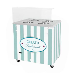 Dystrybutor do lodów | witryna do lodów | konserwator | retro | 4 tub | okrągłe kuwety | 843x670x895 mm | RESTO QUALITY GELATO POZETTI 4 PASTEL BLUE