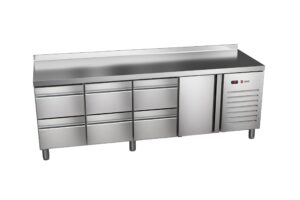 Stół chłodniczy z szufladami, 1-drzwiowy, 6-szufladowy, 2542x600x850, Asber ETP-6-250-16 HC SB40