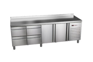 Stół chłodniczy z szufladami, 2-drzwiowy, 4-szufladowy, 2542x600x850, Asber ETP-6-250-24 HC SB40