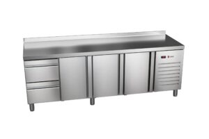Stół chłodniczy z szufladami, 3-drzwiowy, 2-szufladowy, 2542x600x850, Asber ETP-6-250-32 HC SB40