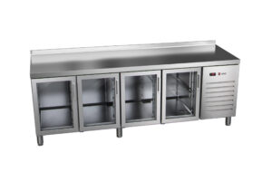 Stół chłodniczy ze szklanymi drzwiami 4-drzwiowy, 2542x600x850, Asber ETP-6-250-40 HC SB40 GD