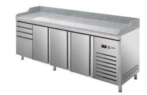 Stół chłodniczy DO PIZZY EURONORM 3-drzwiowy, 4-szufladowy, (400X600), 2542x800x850, Asber ETP-8-250-34 HC GR