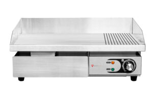 Płyta grillowa elektryczna | 2/3 gładka 1/3 ryflowana | nastawna | 3 kW | 550x430x250 mm | RESTO QUALITY RQEG818-2