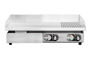 Płyta grillowa elektryczna | 2/3 gładka 1/3 ryflowana | nastawna | 2,2 + 2,2 kW | 730x470x250 mm | RESTO QUALITY RQEG820-2