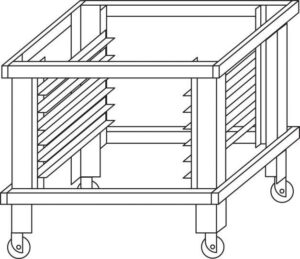 Podstawa z prowadnicami na kołach do pieca P110G A H=400 mm P110G „A” do pieców piekarniczych i do pizzy, wys.400, Moretti Forni MFP110GASP40