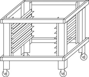 Podstawa z prowadnicami na kołach do pieca Ideck 60.60 H=1000mm Wariant podstawowy, Moretti Forni MFSPT60.60/100