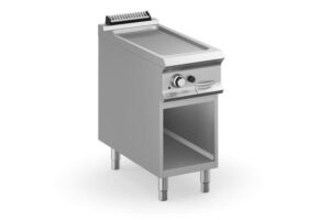 Płyta grillowa gazowa ryflowana pojedyncza na podstawie z 3 stron zamkniętej linia Domina Pro 900 Wariant podstawowy, MBM FTBG94AR