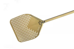 Łopata do pizzy perforowana aluminiowa, prostokątna 50cm, długość rączki 180cm Gimetal Gold G-50RF/180