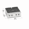 Zdjęcie Kuchnia ceramiczna 4 polowa z elektronicznym sterowaniem B-FLEX 800x730x280 Bertos SE7P4B/VTR-BF