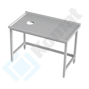Stół z otworem na odpadki 1200x600x850, AISI 304, Komat KST-143