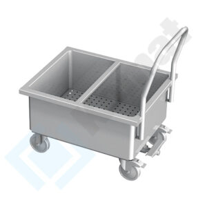 Basen jezdny z zaworem spustowym 720x580x850, AISI 304, Komat KBT-165