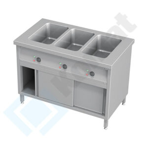 Bemar stacjonarny wielokomorowy z szafką z drzwiami suwanymi 820x700x850, AISI 304, Komat KTG-931