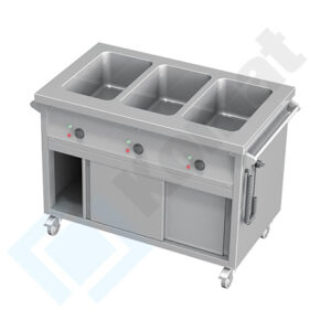 Bemar jezdny wielokomorowy z szafką z drzwiami suwanymi 820x700x850, AISI 304, Komat KTG-951