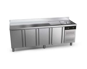 Stół chłodniczy 4 drzwiowy ze zlewem SNACK, 2542x600x850, Fagor Professional CCP-4S/S