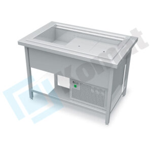 Stanowisko z wanną chłodniczą z wymuszonym obiegiem powietrza 1260x800x900, AISI 304, Komat KL1-16.8003