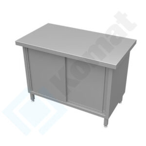 Stanowisko z szafką z drzwiami suwanymi 1300x800x900, AISI 304, Komat KL2-03.8130