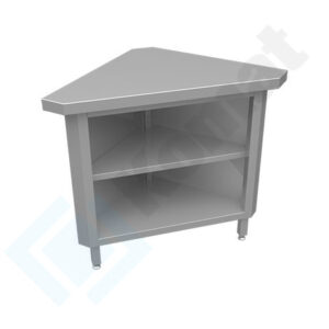 Stanowisko z szafką narożną wewnętrzną 90° 1075x570x900, AISI 304, Komat KL2-05.7090