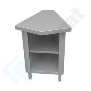 Stanowisko z szafką narożną wewnętrzną 45° 691x790x900, AISI 304, Komat KL2-07.7045
