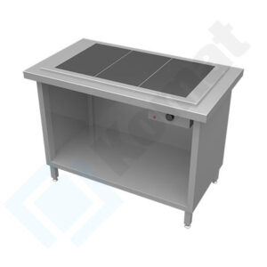 Stanowisko z płytą grzewczą ceramiczną 1560x700x900, AISI 304, Komat KL2-24.7004