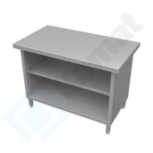 Stanowisko z szafką otwartą z półką 800x800x900, AISI 304, Komat KL3-02.8080