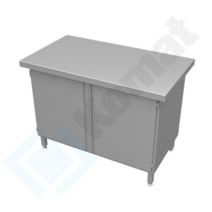 Stanowisko z szafką z drzwiami skrzydłowymi 1000x700x900, AISI 304, Komat KL3-04.7100
