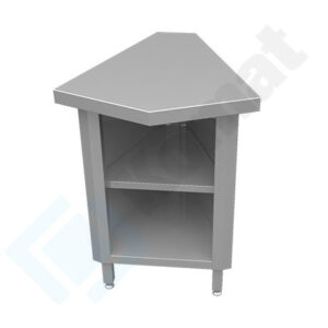 Stanowisko z szafką narożną wewnętrzną 45° 691x790x900, AISI 304, Komat KL3-07.7045