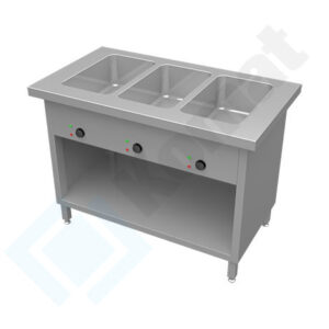 Stanowisko z bemarem wodnym wielokomorowym 1560x800x900, AISI 304, Komat KL3-21.8044