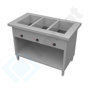 Stanowisko z bemarem powietrznym wielokomorowym 1560x700x900, AISI 304, Komat KL3-22.7044