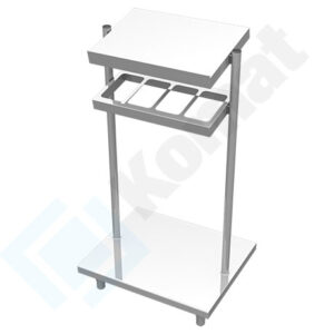 Pomocnik na pojemniki GN 1/4 z półką i niską podstawą na tace 850x700x1540, AISI 304, Komat KNP-21.0085